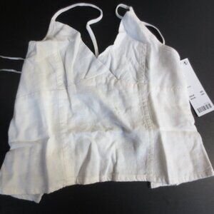 URBAN OUTFITTERS WOMEN'S PETAL TIE BACK HALTER TOP - WHITE - SIZE SMALL